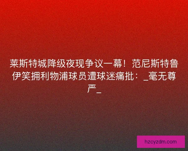 莱斯特城降级夜现争议一幕！范尼斯特鲁伊笑拥利物浦球员遭球迷痛批：_毫无尊严_